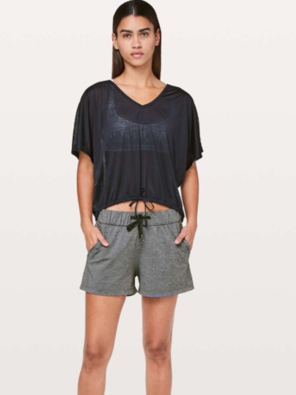 Lululemon On The Fly Short *2.5" Heathered Black Size 6